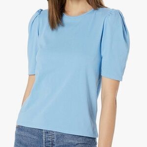Rebecca Taylor Puff Sleeve Blue Tee Top Size Medium